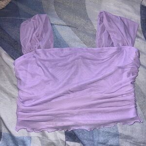 SHEIN Purple Ruched Crop Blouse